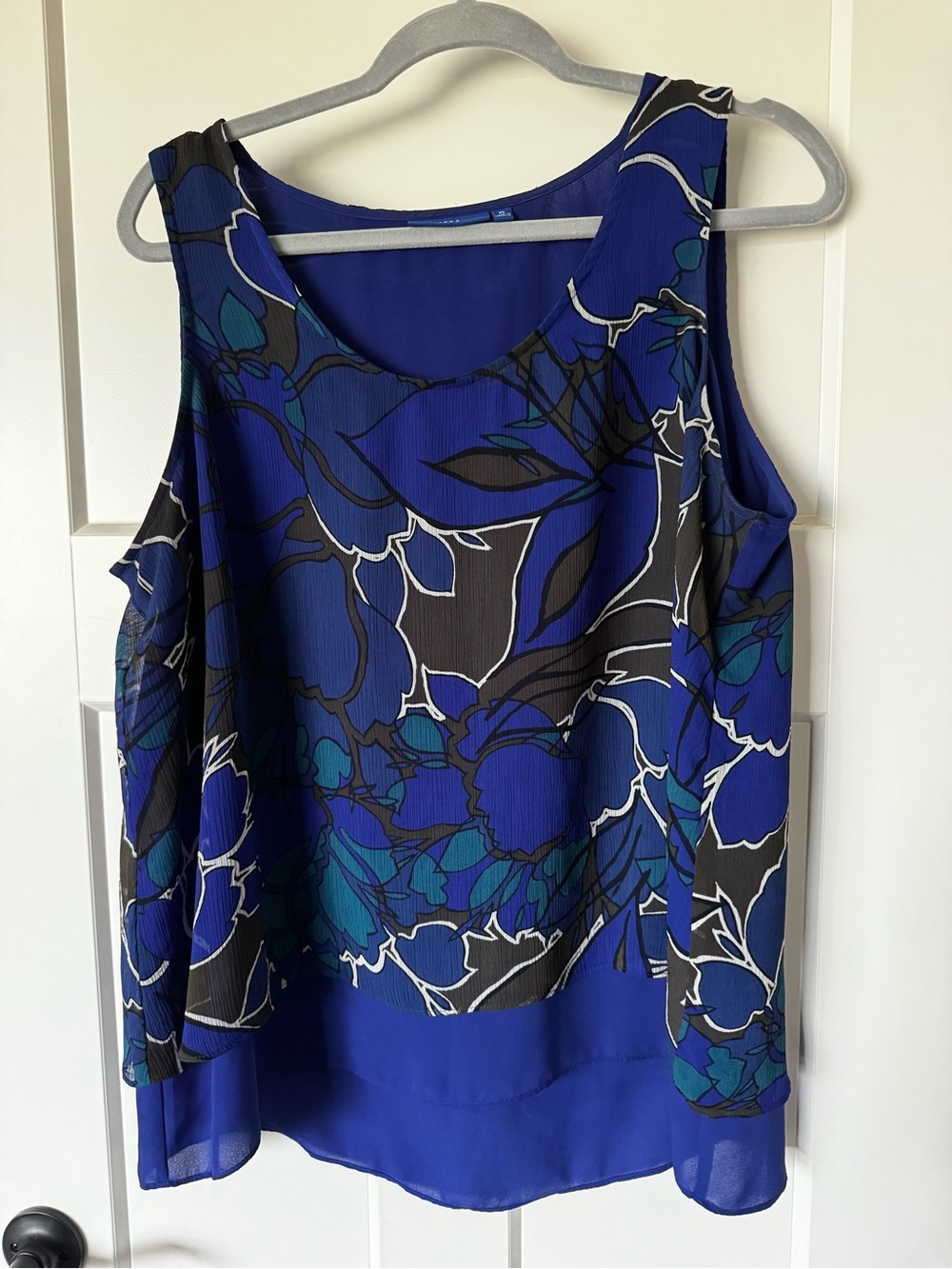 Apt. 9 Royal Blue Floral Cold-Shoulder Tank